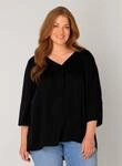 Shirtbluse BASE LEVEL CURVY "Yanina", Damen, Gr. 44, schwarz, Web, Obermaterial: 100%
