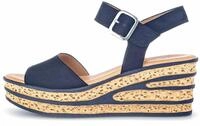 Keilsandalette GABOR, Damen, Gr. 38, blau (dunkelblau), Ziegenveloursleder, Schuhe