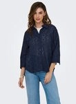 JDY Hemdbluse JDYTALLIE 3/4 LONG SHIRT WVN NOOS mit Lochstickerei-Detail