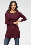 Longpullover LAURA SCOTT, Damen, Gr. 34, rot (rotbraun), Feinstrick, Obermaterial: