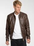 Lederjacke MAZE "Lederjacke 42020524", Herren, Gr. S, braun (schwarz braun),