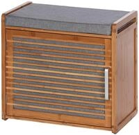 Schuhbank WENKO "Bahari", grau (grau, braun), B:50cm H:45cm T:33cm, Bambus, MDF,