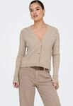 Strickjacke ONLY "ONLKATIA LS CABLE V-NECK CARDIGAN CC KNT", Damen, Gr. S, braun