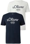 T-Shirt S.OLIVER, Herren, Gr. S, blau (wei&szlig;, navy), Jersey, Obermaterial: 100%