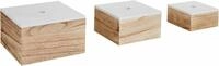 Zeller Present Aufbewahrungsbox, 3er Set, Holz, wei&szlig;/natur