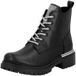 Schn&uuml;rboots RIEKER, Damen, Gr. 36, schwarz, Lederimitat, unifarben, Schuhe