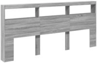 vidaXL Bett LED-Kopfteil mit Ablage Grau Sonoma 220x17x102 cm (1-tlg)
