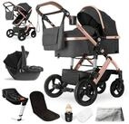 bergsteiger Kombi-Kinderwagen Nizza 3 in 1 Kinderwagen, Auto-Babyschale & Isofix