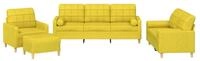 vidaXL Sofa, 4-tlg. Sofagarnitur mit Kissen Hellgelb Stoff