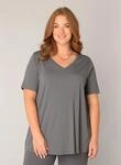 T-Shirt BASE LEVEL CURVY "Alba", Damen, Gr. 44, grau (dunkelgrau), Single Jersey,