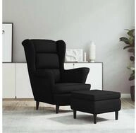 vidaXL Sessel vidaXL Ohrensessel mit Hocker Schwarz Samt