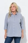 Ulla Popken Hemdbluse Bubble-Bluse Streifen Hemdkragen 3/4-Arm
