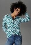 Schlupfbluse ANISTON CASUAL, Damen, Gr. 36, gr&uuml;n (gr&uuml;n, wei&szlig;), Web, Obermaterial: