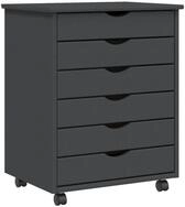 vidaXL Rollcontainer, Rollschrank mit Schubladen MOSS Grau Massivholz Kiefer