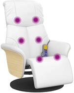 vidaXL Massagesessel, Relaxsessel mit Fu&szlig;teil Wei&szlig; Kunstleder