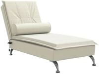 vidaXL Chaiselongue Massage-Chaiselongue mit Nackenrolle Creme Samt, 1 Teile
