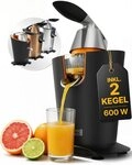 Lebenlang Zitruspresse LEBENLANG Saftpresse elektrisch 600W - Inkl. Edelstahlkegel &