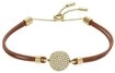 Fossil Armband Schmuck Edelstahl Leder Armschmuck SADIE GLITZ DISC, mit...