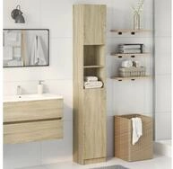 vidaXL Badm&ouml;bel-Set vidaXL Badezimmerschrank Sonoma-Eiche 32x25,5x190 cm