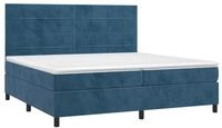 vidaXL Bett Boxspringbett mit Matratze & LED Dunkelblau 200x200 cm Samt