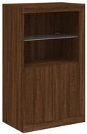 vidaXL Beistellschrank Beistellschrank mit LED-Leuchten Braun Eiche...