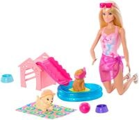 Barbie Anziehpuppe Barbie H&uuml;ndchen Pooplparty aloha blond,...