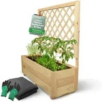 holz4home&reg; Blumenkasten Pflanzkasten mit Rankgitter aus Kiefernholz I inkl.