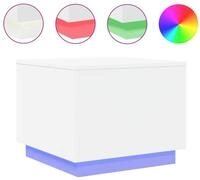 vidaXL Ablagetisch, Couchtisch mit LED-Leuchten Wei&szlig; 50x50x40 cm