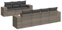 vidaXL Gartenlounge-Set 8-tlg. Garten-Sofagarnitur mit Kissen Grau Poly Rattan,