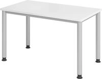HAMMERBACHER Schreibtisch Schreibtisch 4-Fu&szlig;-rund 120x67cm Wei&szlig;/silber