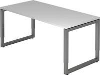 HAMMERBACHER Schreibtisch Schreibtisch O-Fu&szlig; eckig 160x80cm Grau/Graphit
