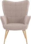 byLIVING Sessel UTA, Bezug Webstoff sandfarben, Gestell Metall Artisan Eiche,