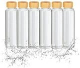 relaxdays Trinkflasche 6x Trinkflasche mit Bambusdeckel 500ml