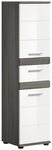 xonox.home Stauraumschrank Wei&szlig; Hochglanz Rauchsilber Beschichtet 35x137x31 cm