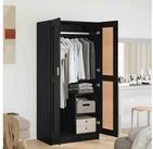 vidaXL Kleiderschrank Kleiderschrank Schwarz Eichen-Optik 82,5 x 51,5 x 180 cm