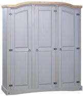 vidaXL Kleiderschrank NA Kleiderschrank Mexiko-Stil Kiefer Corona 3 T&uuml;ren Grau