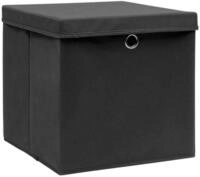 vidaXL Aufbewahrungsbox, Ordnungsboxen mit Deckeln 10 Stk. Schwarz 32x32x32cm...