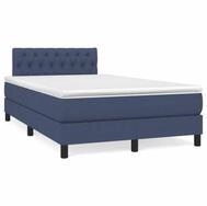 vidaXL Bettgestell vidaXL Boxspringbett mit Matratze & LED Blau 120x190 cm Stoff