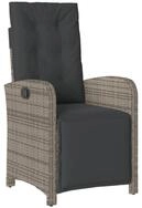 vidaXL Gartenstuhl NA Gartensessel mit verstellbarem Fu&szlig;teil Grau Polyrattan...