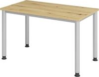 HAMMERBACHER Schreibtisch Schreibtisch 4-Fu&szlig;-rund 120x67cm Asteiche/silber