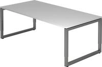 HAMMERBACHER Schreibtisch Schreibtisch O-Fu&szlig; eckig 200x100cm Grau/Graphit
