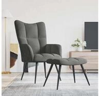 vidaXL Sessel vidaXL Relaxsessel mit Hocker Dunkelgrau Samt