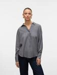 Langarmbluse VERO MODA "VMMELANEY QUEENY LS SHIRT WVN NOOS", Damen, Gr. XS, grau