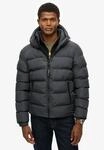 Steppjacke SUPERDRY "HOODED SPORTS PUFFER JACKET", Herren, Gr. S, schwarz (ebony,