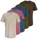 Jack & Jones T-Shirt Tee SS Crew Neck 5PK mit kleinem Logo auf der linken Brust