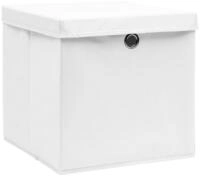 vidaXL Aufbewahrungsbox, Ordnungsboxen mit Deckeln 10 Stk. Wei&szlig; 32x32x32 cm...