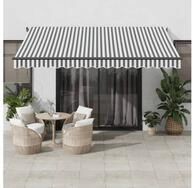 vidaXL Markise Markise Manuell mit LEDs Anthrazit & Wei&szlig; 400x300 cm