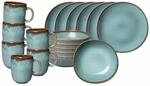 Geschirr-Set "Fr&uuml;hst&uuml;cks-Set Lave 18er Set", blau (glac&eacute;), 18, Steingut, LIKE. BY