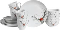 creaTable Kombiservice Luna Hirsch (16-tlg), 4 Personen, Porzellan, winterliches