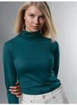 Rollkragenshirt TRIGEMA "TRIGEMA Rollkragenshirt", Damen, Gr. S, blau (saphir),